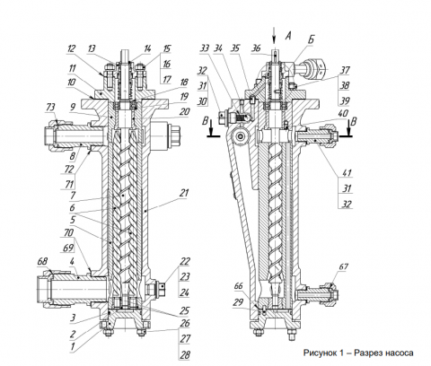 Насос 16/25-10/6,3Б-2 в разрезе
